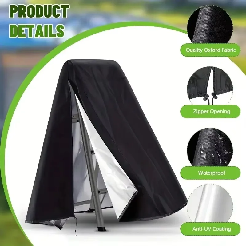 Copertura per scale da esterno nera resistente, protezione per la privacy con telaio ad A regolabile, scale per piscina in tessuto resistente ai raggi UV, adatta alla maggior parte delle scale