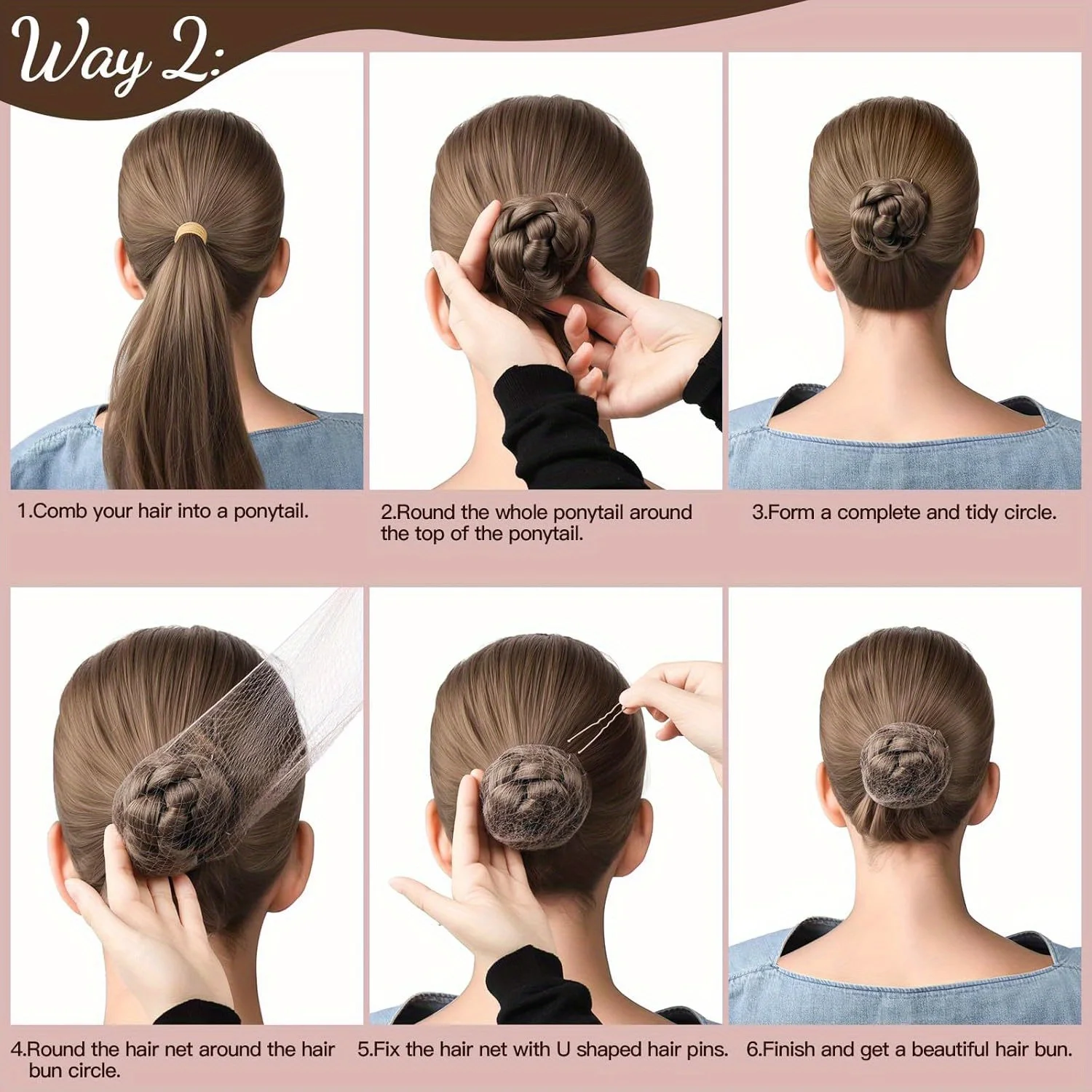 60pcs/pack Hair Accessories Set: 20PCS Mesh Hair Nets Invisible and 40PCS U Shaped Hair Pins