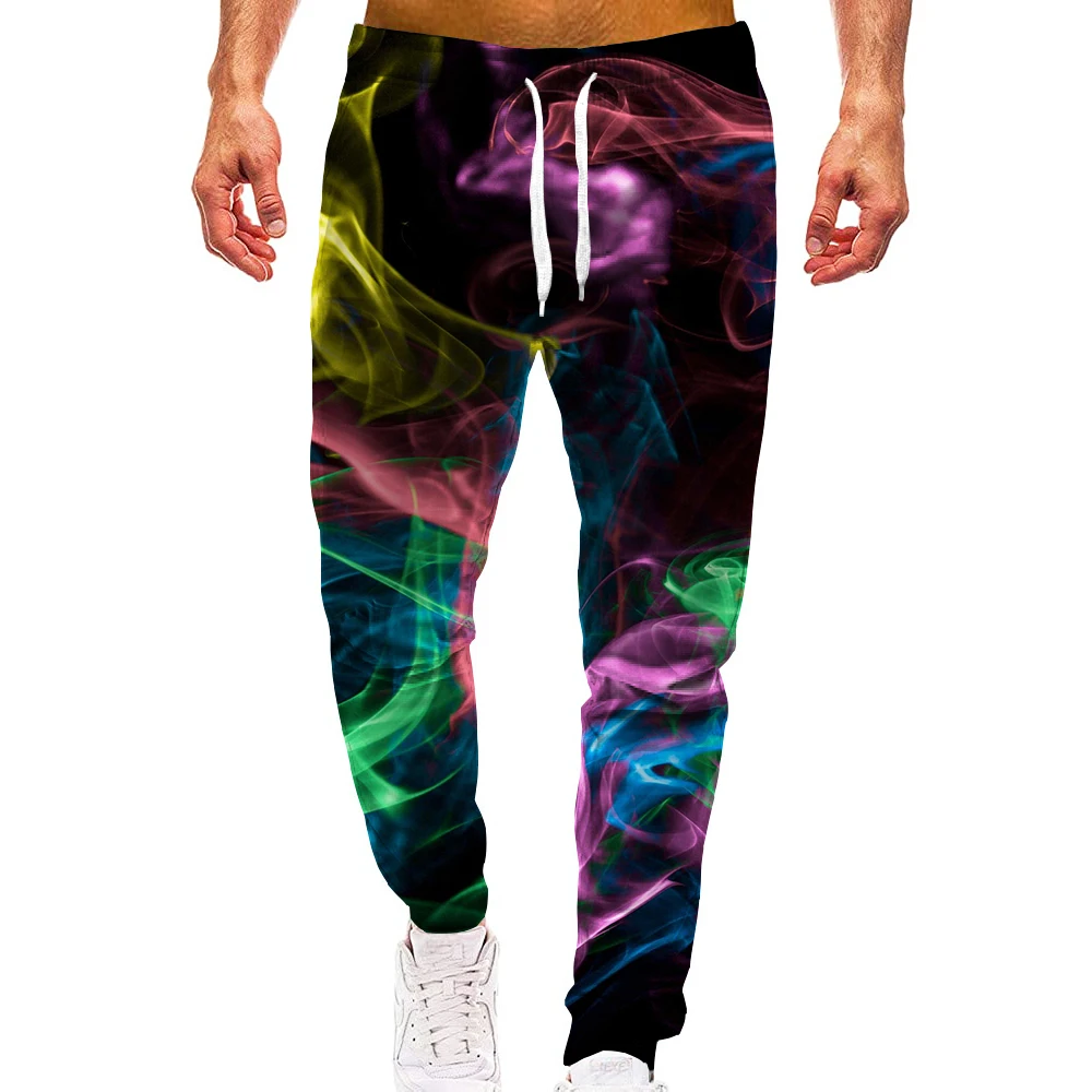 Regenboog Rook Losse Camo Track Gym Joggingbroek Mannen Hip Hop 3D Print Sport Jogger Casual Broek Trekkoord Joggingbroek Kleding