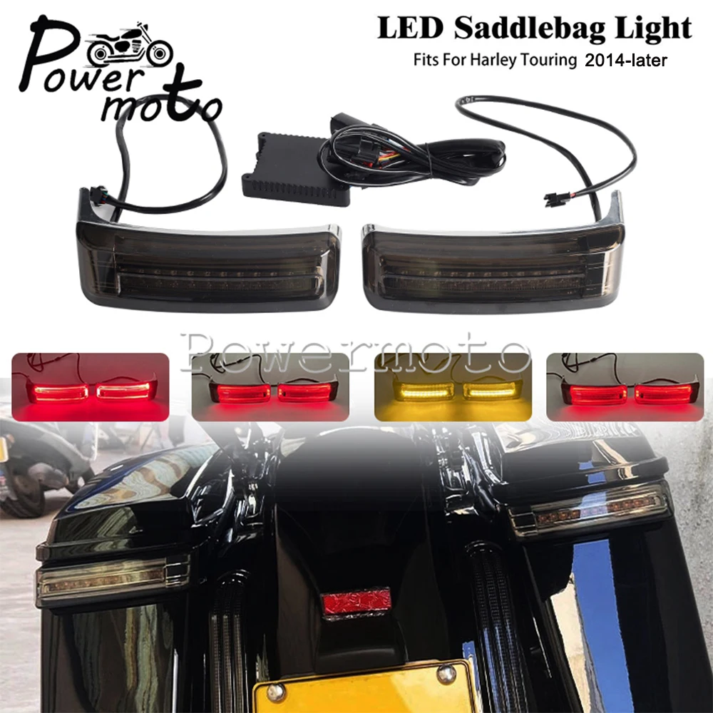 

Motorcycle LED Saddlebag Saddle Bag Run Brake Turn Signals Lamp Light For Harley Touring Models Road King Street CVO 2014-later