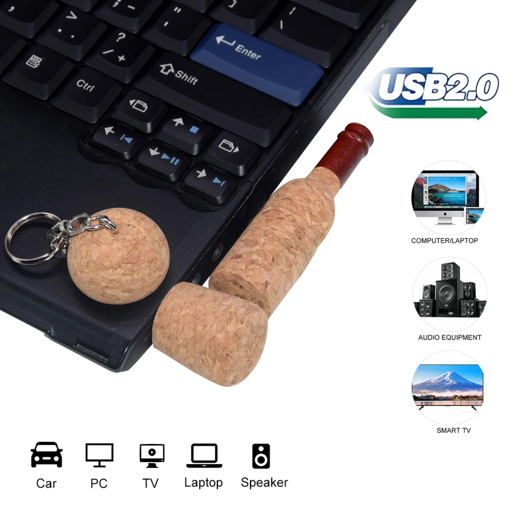 Unidade flash usb 2.0 de cortiça criativa 4g 8gb 16gb 32gb 64gb 128g pen drive logotipo personalizado para presente de aniversário usb memoria stick