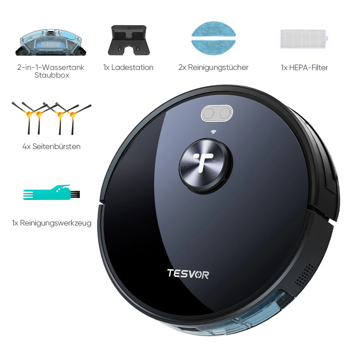 Tevor S5 robot-odkurzacz 3000Pa nawigacja ssąca LiDAR 2600mAh bateria 180 minut czas pracy zmywania zamiatających kontrola aplikacji