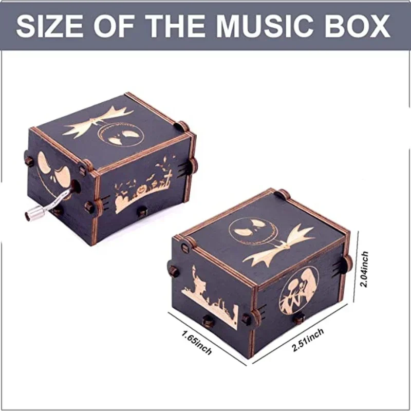 The Nightmare Before Christmas Wooden Music Box Hand Crank Nightmare Before Christmas Antique Engraved Musical Box Case Gifts