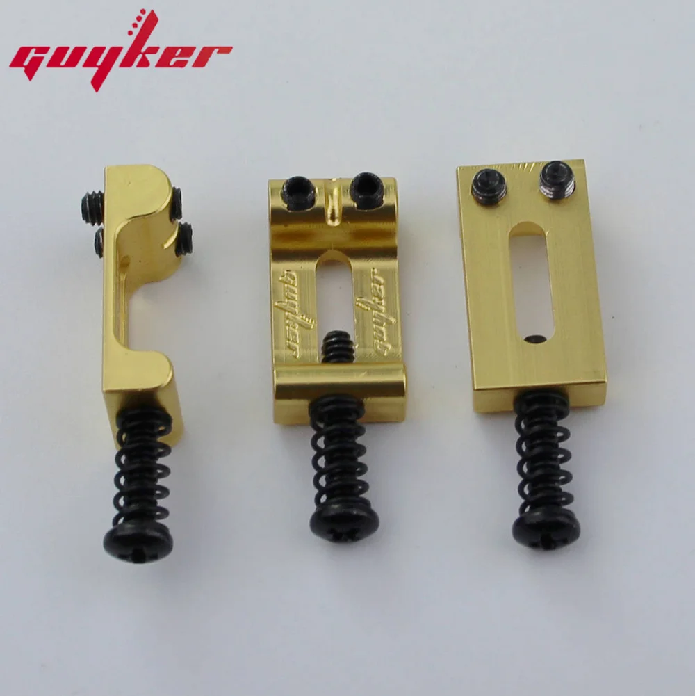 6Pcs GUYKER Tremolo Bridge Bent Brass Saddles System 10.5/10.8MM Replacement for ST TL Electric Guitar