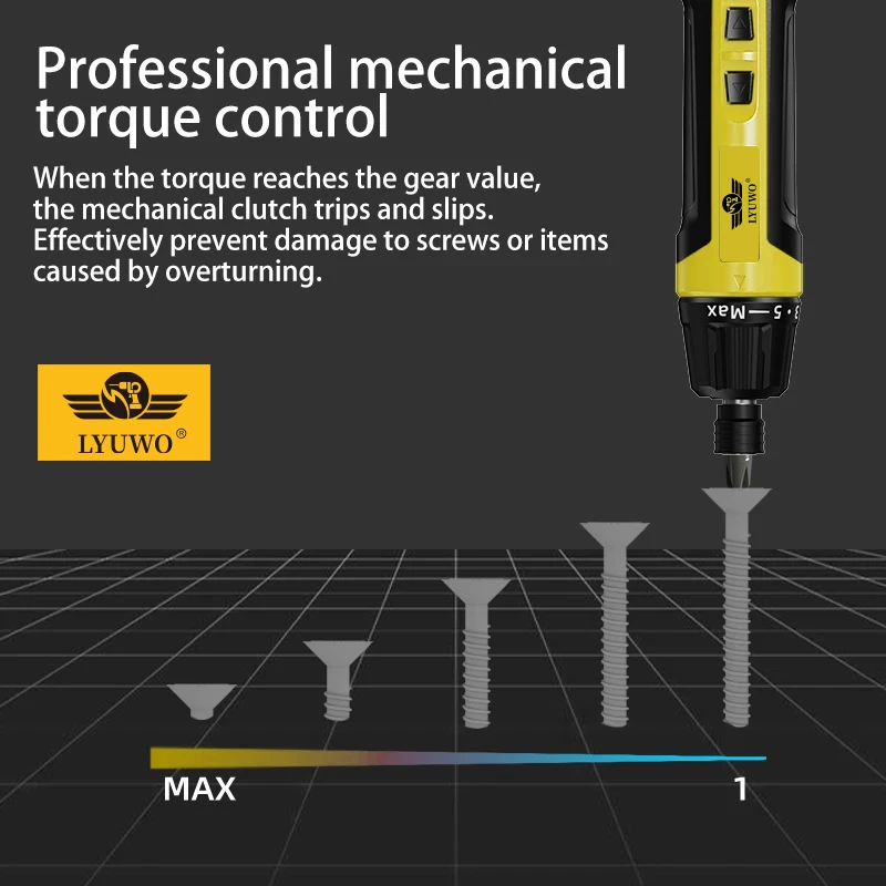 LYUWO Mini Wireless Electric Screwdriver, Rechargeable 1300mah Power Drill Bit, Multifunctional Disassembly Torque Repair Tool