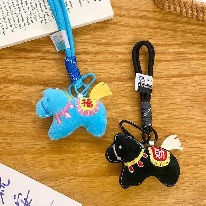 Stuffed Animal Horse Key Ring Horses Plush Hanging Decor Horse Year Pendant Cute Pony Backpack Ornaments Donkey Small Doll Toy