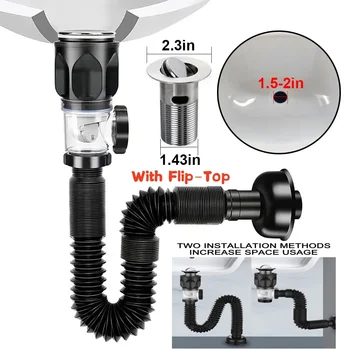 Universal Flip-Top Küche Waschbecken Abfluss Einziehbare Desodorierende Filter Flexible Fallrohr Badezimmer Waschbecken Anti Verstopfung Zubehör