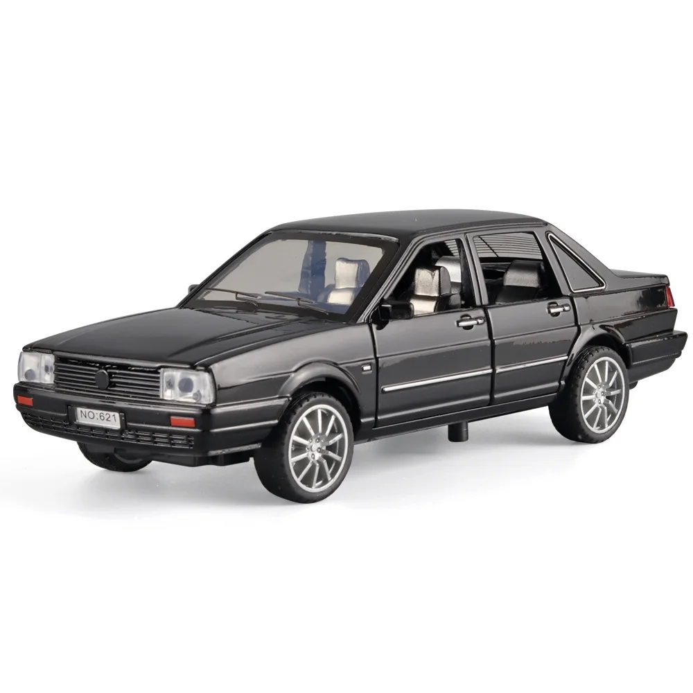 

1:32 Santana Miniature Model Toy Diecast Alloy Car Sound Light Pull Back Door Opened Front Wheel Steering Cars Gift Adult