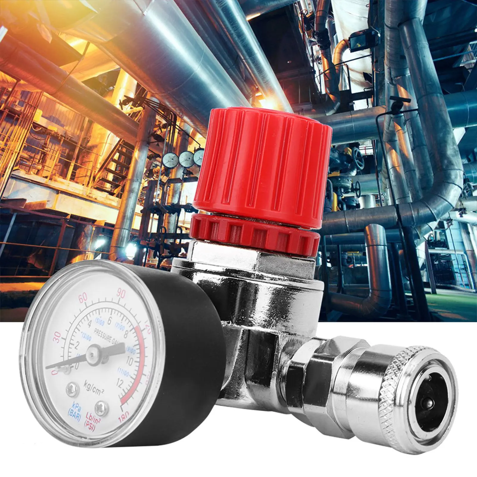 Pressure Regulator Switch Control Valve Gauge with Male/Female Connector for Air Compressor