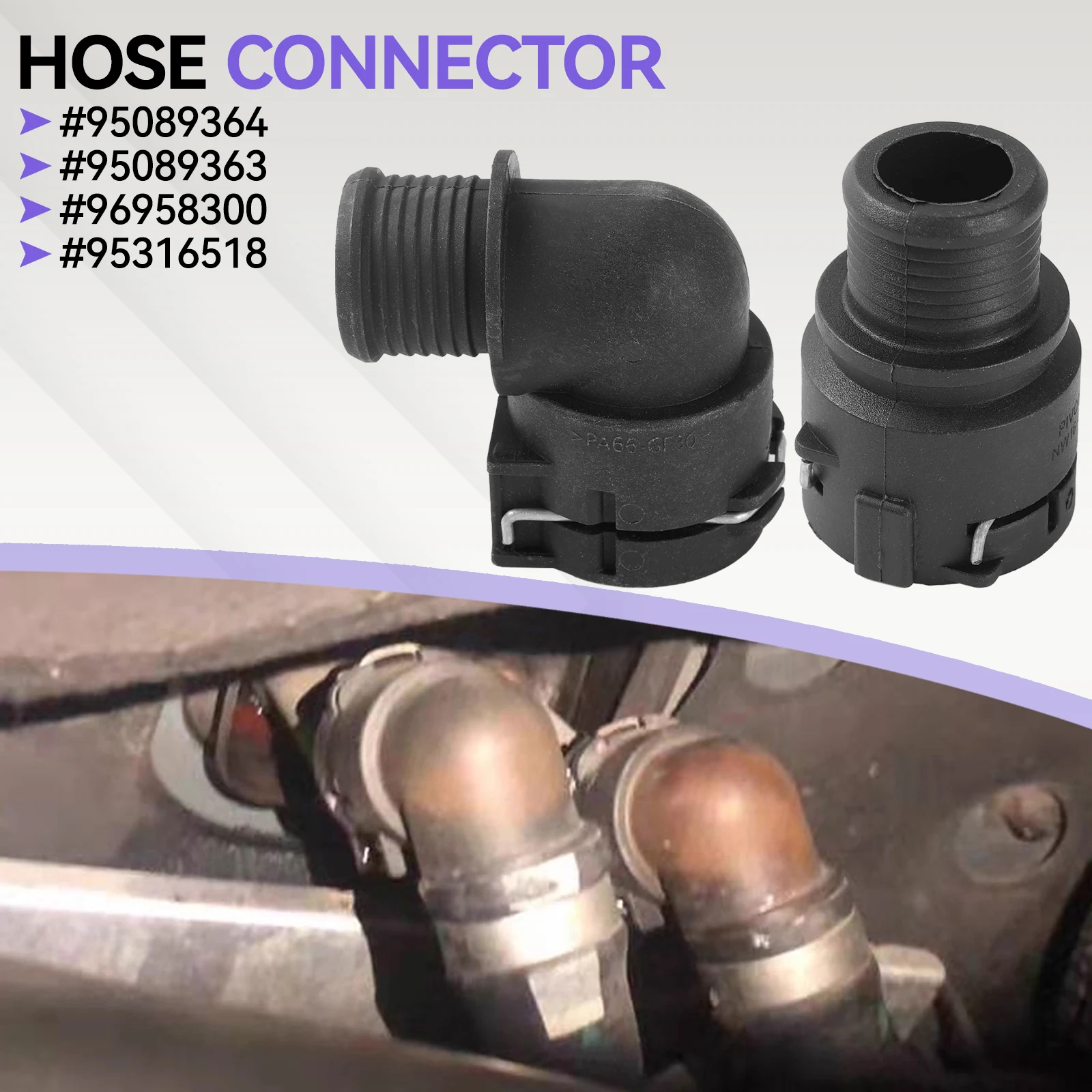 2PCS Heater Inlet Hose Connector Plug 95089363 95089364 95316518 Fits For Chevrolet Sonic Trax Tracker Buick Encore Opel Mokka
