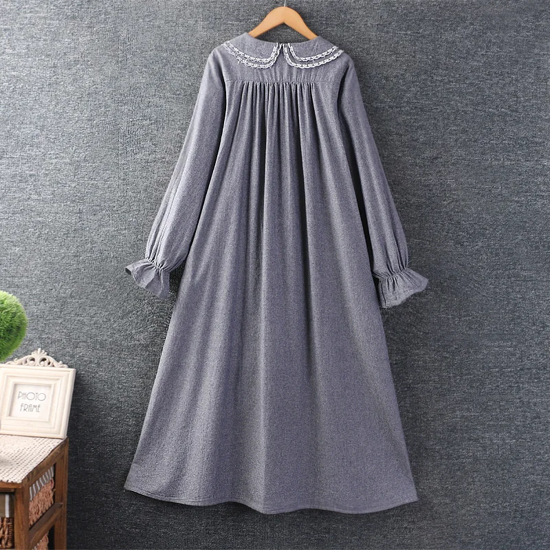 Autumn New Sweet Double-Layer Collar Loose Dress Women Long Sleeve Casual Dress DD8404