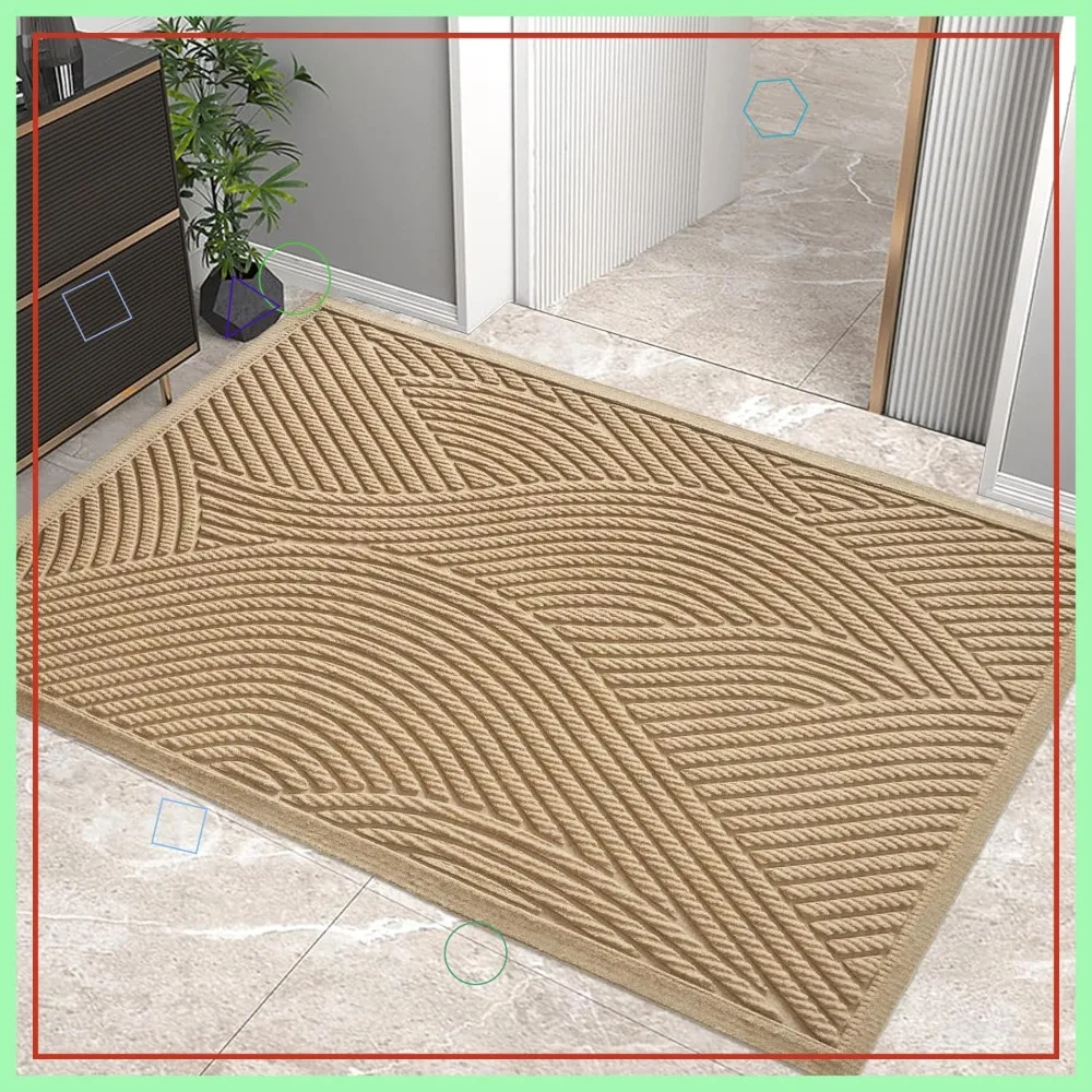 

Sturdy Front Door Mat, Absorbent Outdoor Indoor Entry Mat, 60x36 Beige, Non-Slip Backing