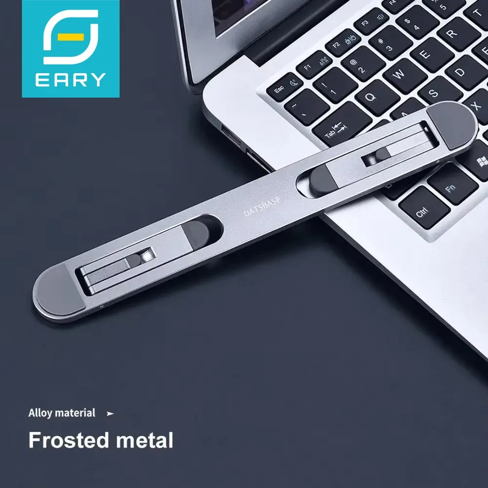 Eary Portable Laptop Stand for Desk Basics Ergonomic and Foldable Macbook Holder Adjustable Riser Fits All Notebook up to 17 In