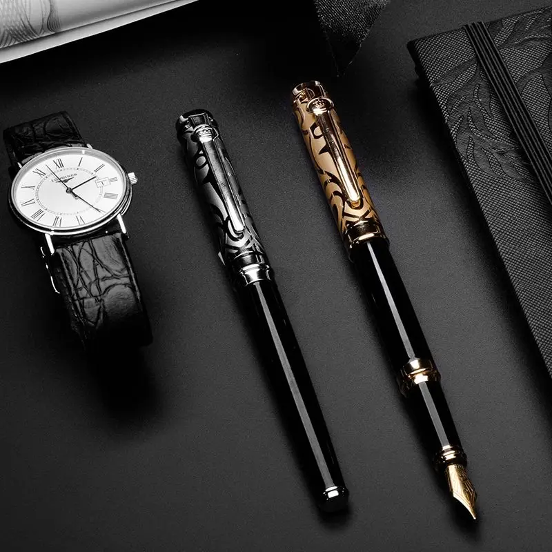 

2026 New-Duke Перьевая ручка Синяя рубиновая ручка с драгоценными камнями Подпись Мужской Женский Деловой Офис F 0,5 мм Изогнутый изогнутый наконечник 0,7 мм Чернильные ручки Подарок