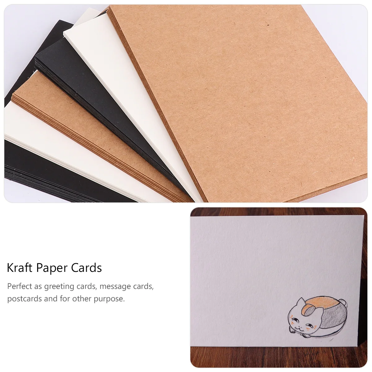 

DIY Blank H Painted Cards Retro Kraft Paper Double Sided Message Greeting Gift Memo Invitations Christmas Party