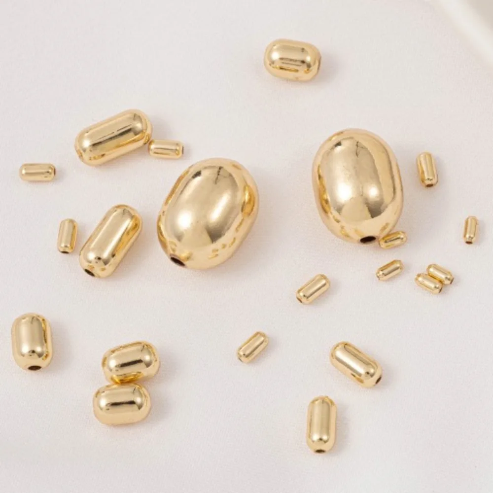 

Copper 14K Gold Color Large Millet Beads Oval Beads Pill Beads Handmade Beaded DIY Jewelry Loose Bead Accessories