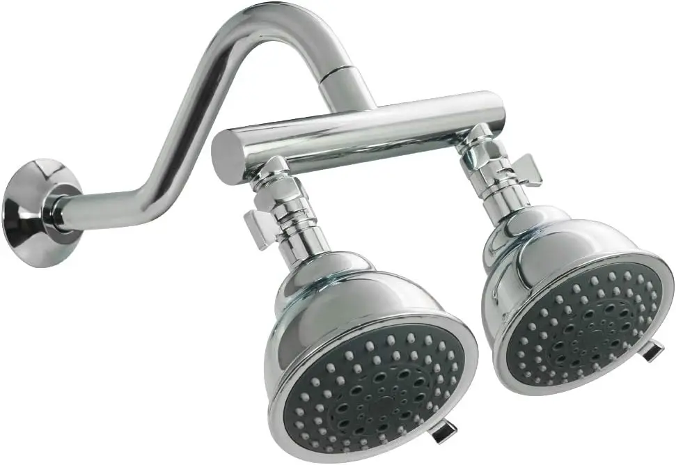 Double Shower Head with Manifold Shut-Off Valve Shower Arm Dual Shower Heads Combo Set 2 Shower Sprayers 5 Function,Top Quality