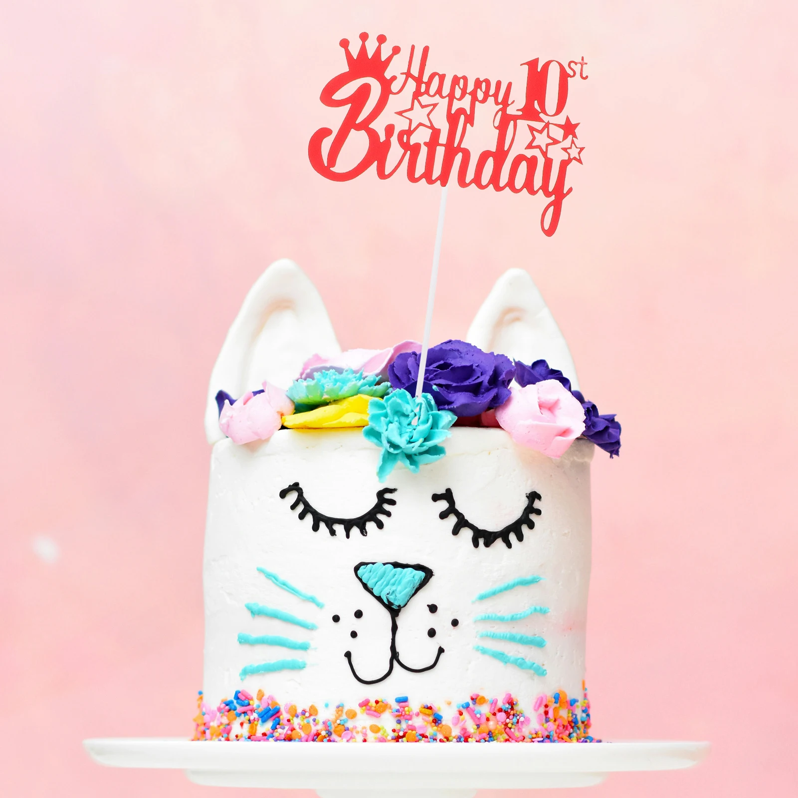 

10Pcs Happy Birthday Cake Picks Toppers Decorative Props for Birthday Party Cakes Cake Decoration Cupcake Decors