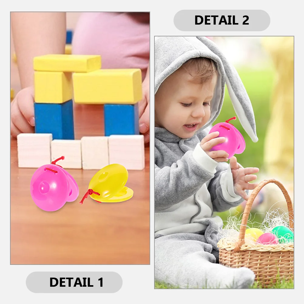 20 szt. Plastikowe Kastaniety Pomoce Dydaktyczne Instrumenty Muzyczne dla Dzieci Żółty Niebieski Zielony Różowy Instrument Perkusyjny Bezpieczny Materiał PP