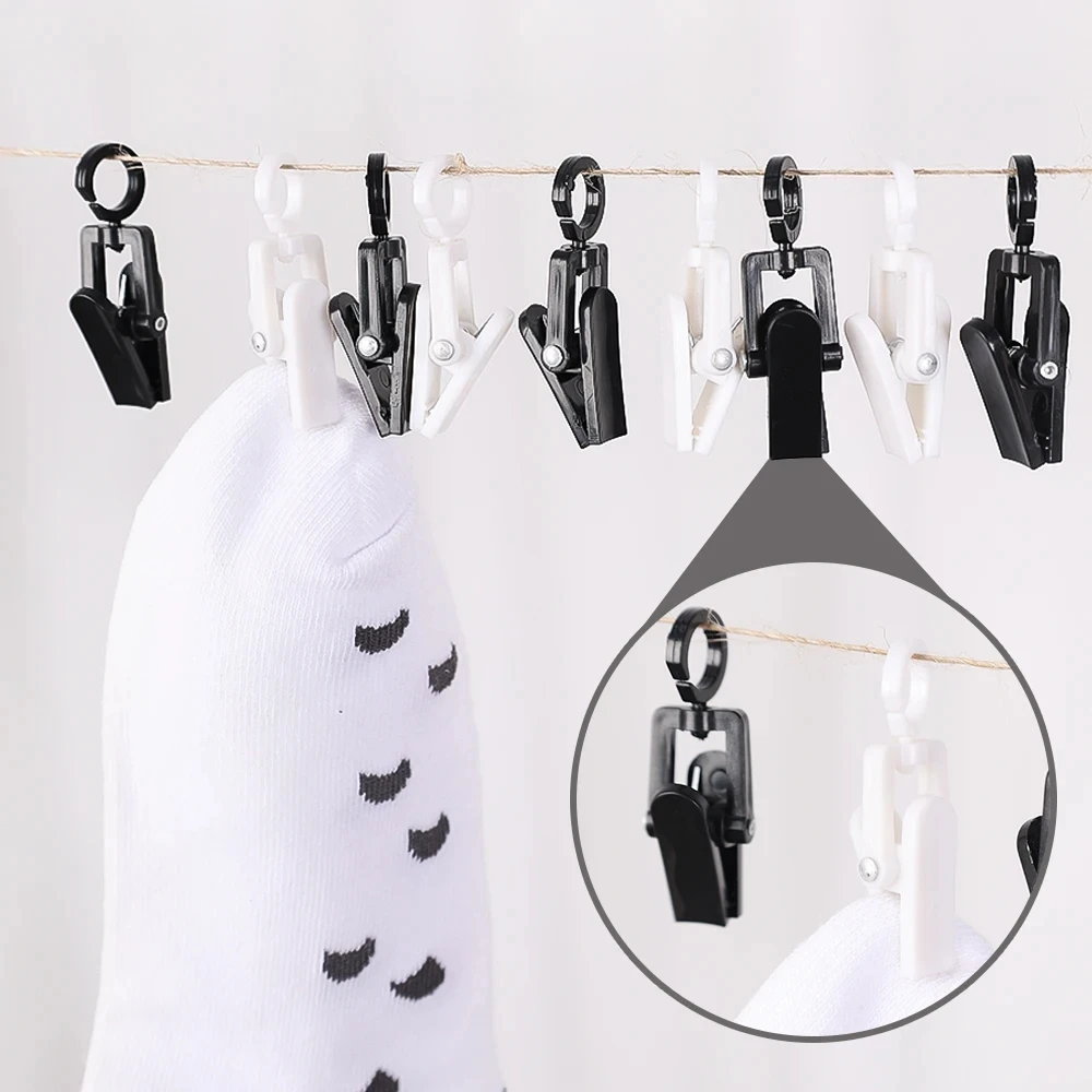 5/10pcs Mini Clothes Clip Rotatable Plastic Towel Cap Peg Windproof Clothespin Clip Home Bathroom Wardrobe Laundry Storage Clamp