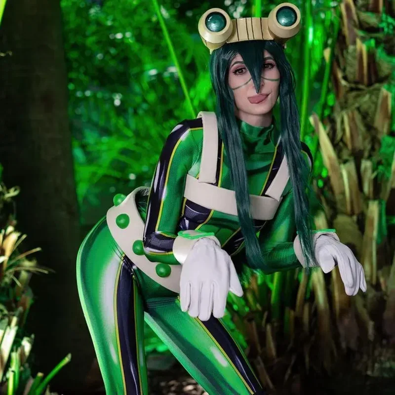 My foreAcademia Froppy Tsuyu Asi Cosplay Costume, Zentai imbibé, Costumes de batterie, Femmes, Bol, Enfants, Adultes, Halloween