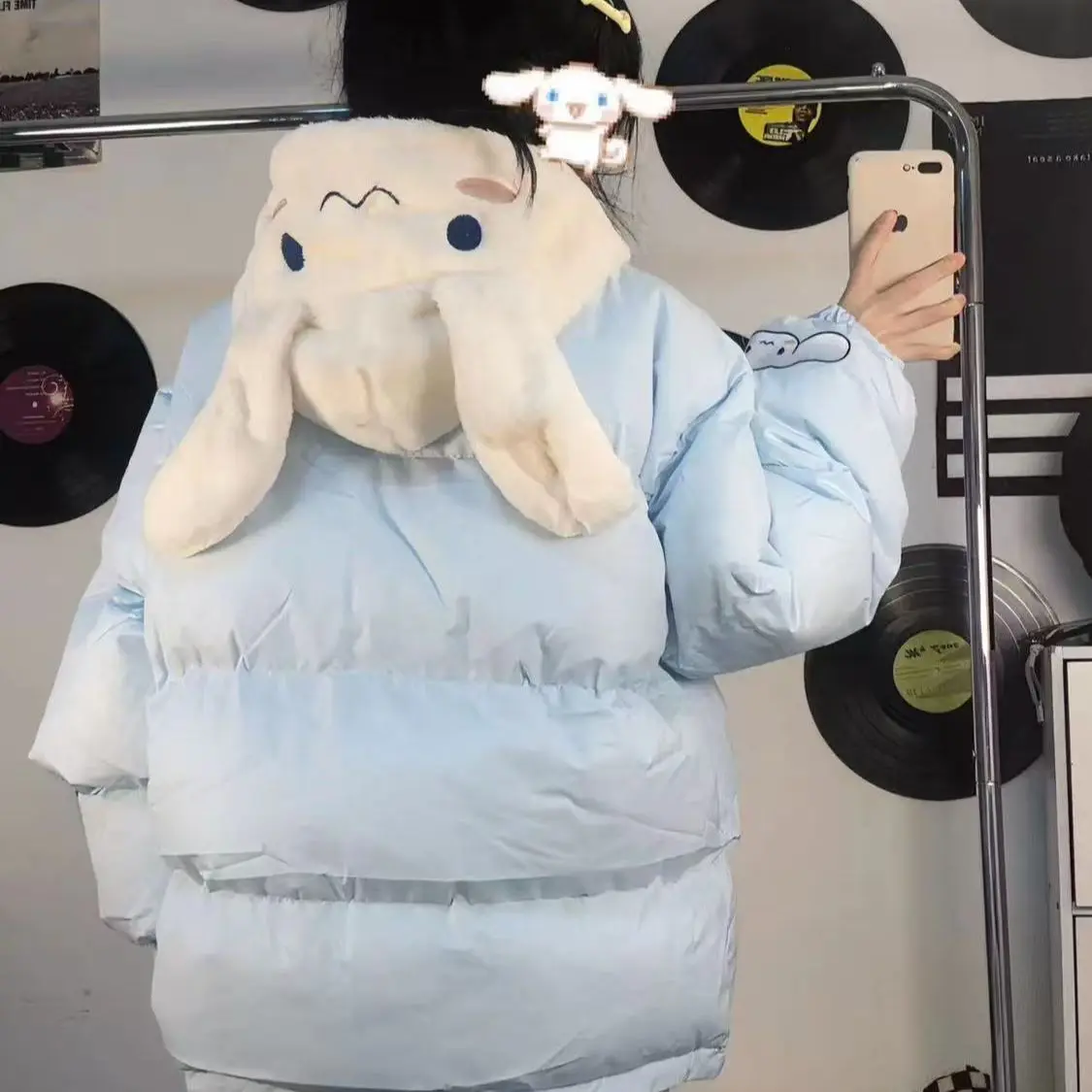 

Kawaii Cinnamoroll хлопковая стеганая куртка с героями мультфильмов для девочек, студенческое зимнее утолщенное повседневное пальто, женское хлопковое пальто с капюшоном, теплое