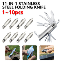 1-10PCS Outdoor Emergency Tools, EDC Tools, Portable Multi-purpose 11-in-1 Folding Pocket Knives, Stainless Steel Bottle Openers