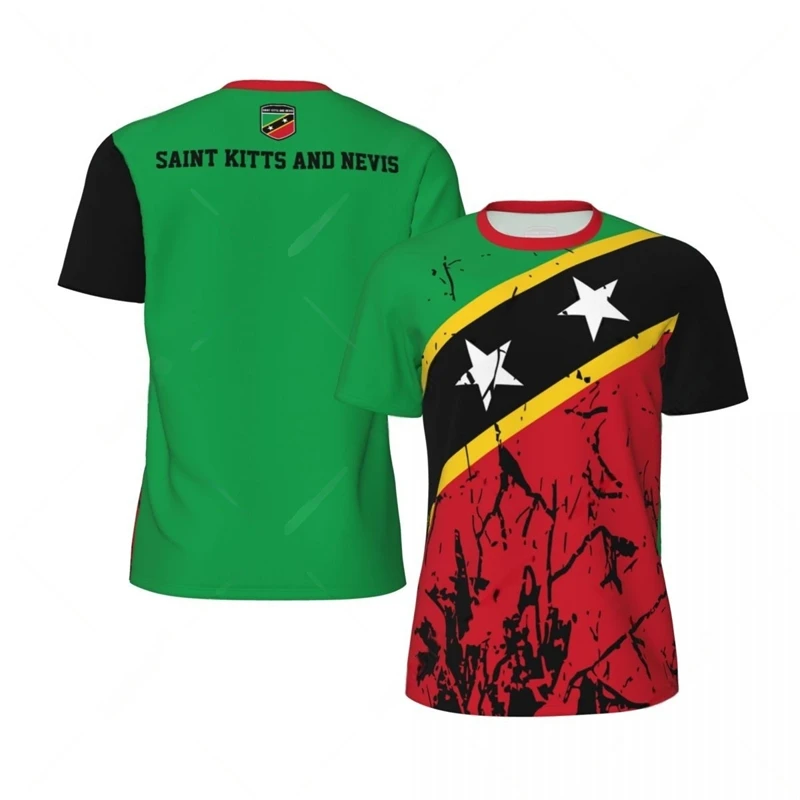 Saint Kitts and Nevis Flag Graphic Mens Football Jersey Fashion National Emblem 3D Printed Sports T Shirt Casual Oversized Tees