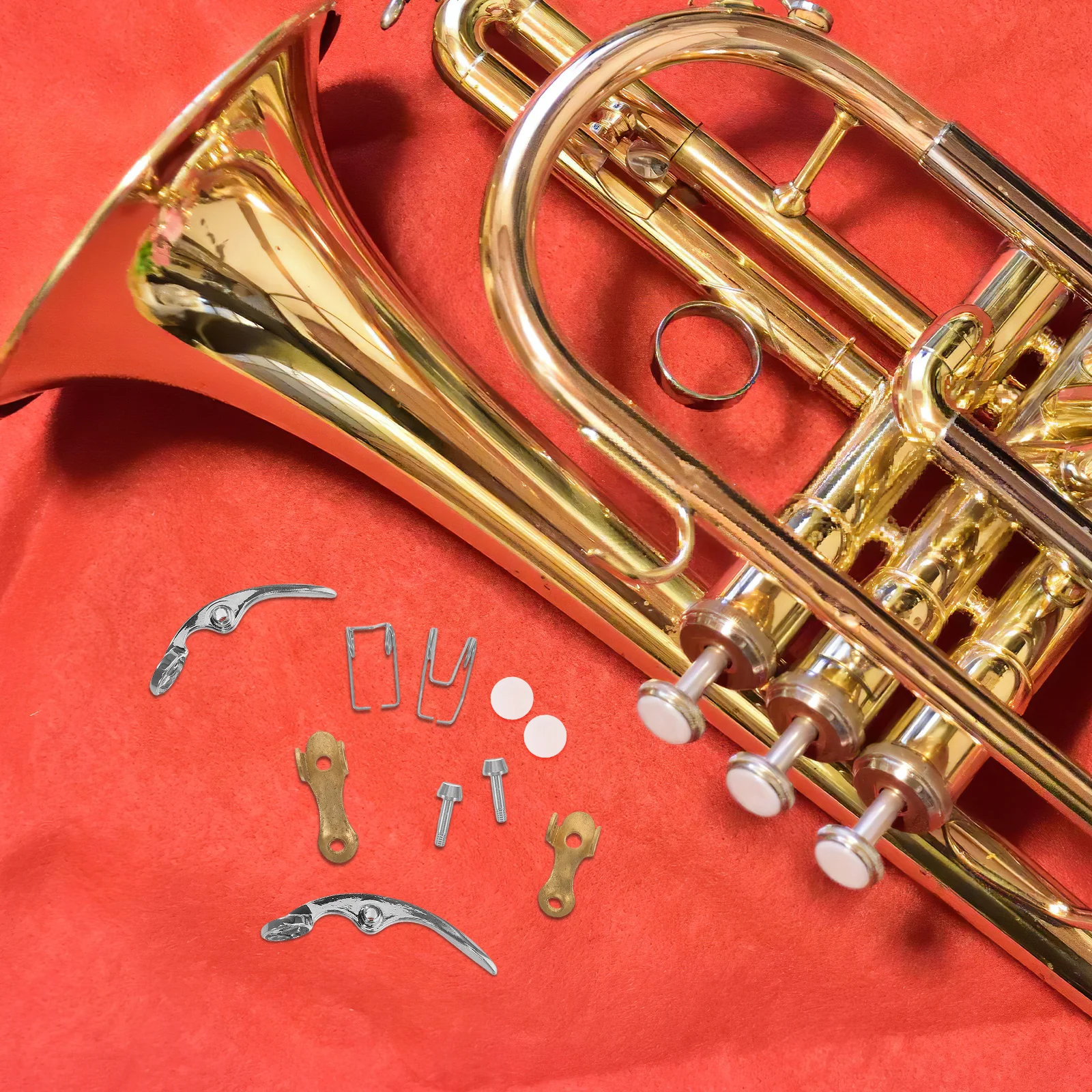 

1 Set Trumpet Water Key Replacement Kit Screws Pads Base For Repair Maintenance Universal Fit All Models Trombone Accessories