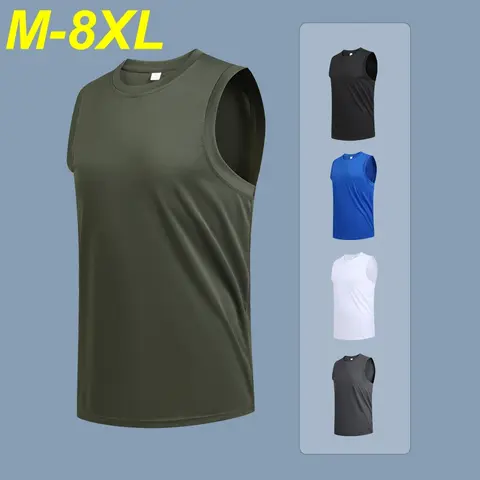 8xl 플러스 사이즈 남성 탱크 탑 여름 솔리드 블루 그린 민소매 남성 T 셔츠 체육관 티 스포츠 의류 특대 조끼 남성 6xl 7xl