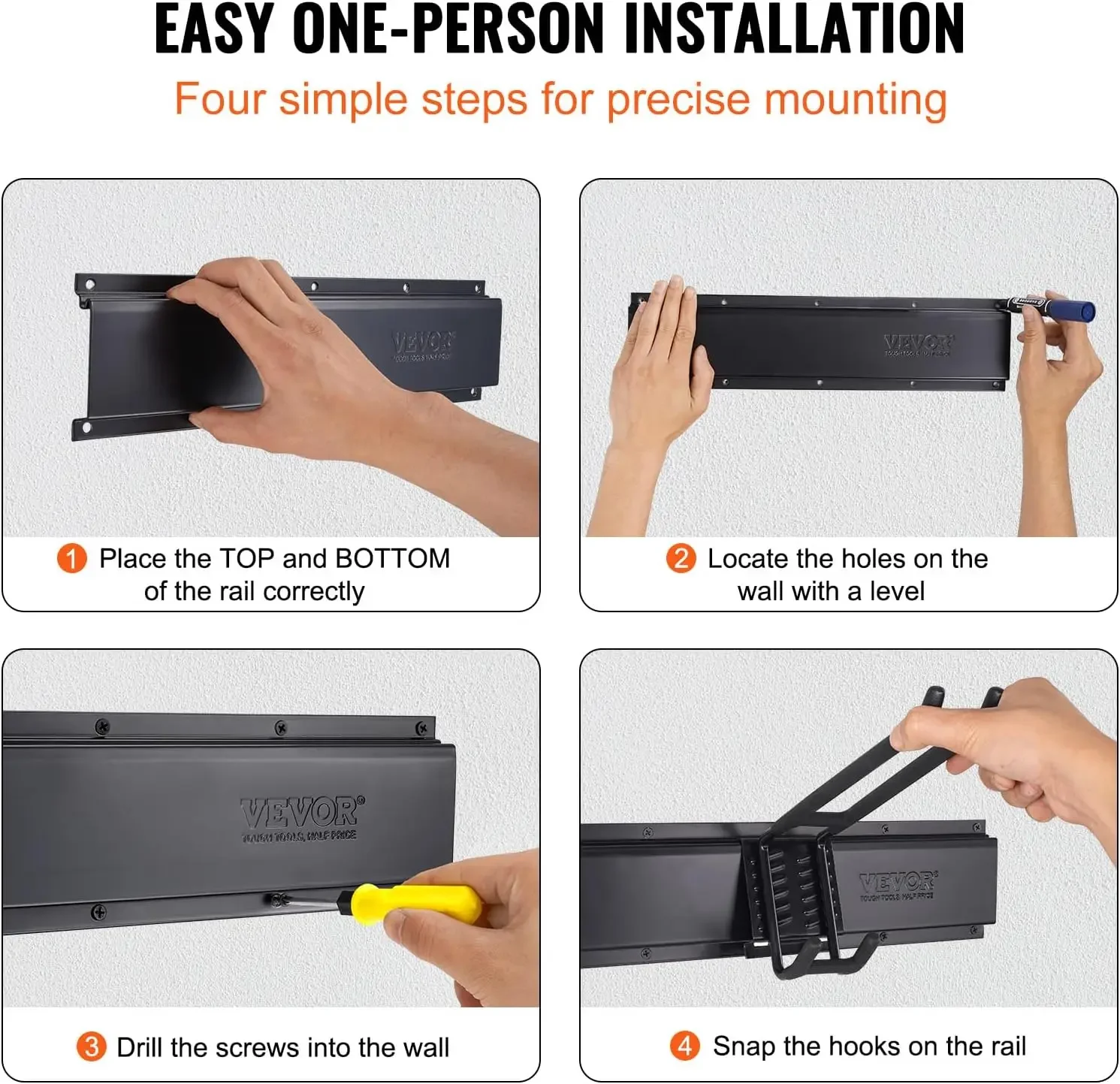 Garage Tool Organizer, 800 lbs Max Load Capacity, Wall Mount Yard Garden Storage Rack Organization Heavy Duty with 6 Adjustable