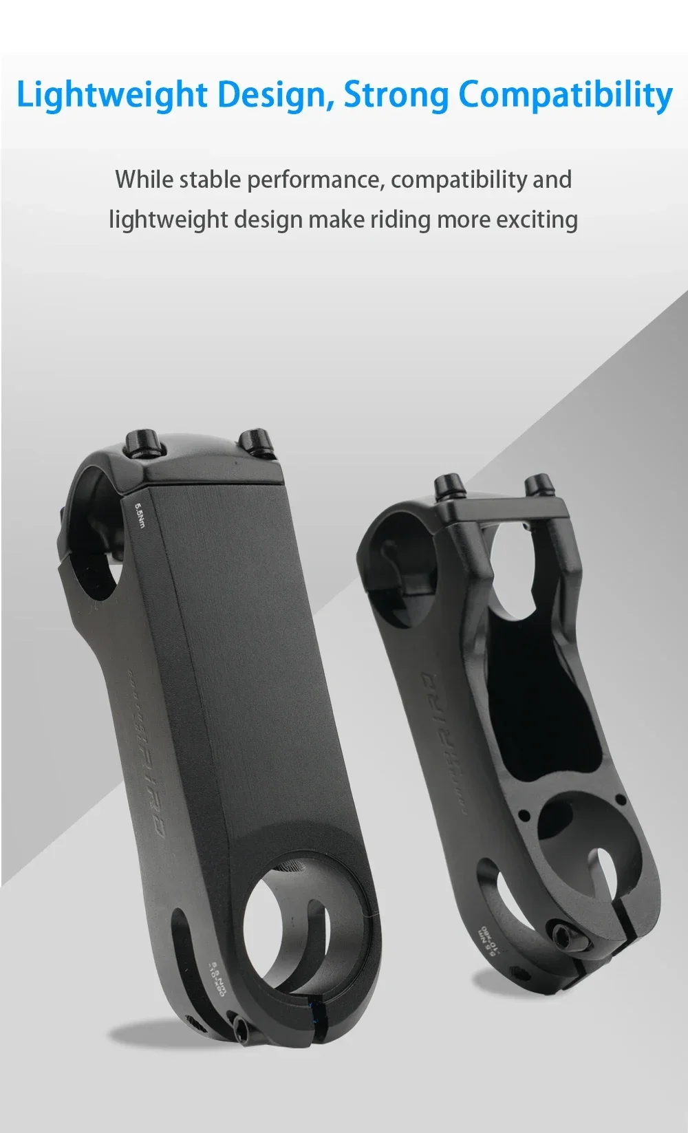 RIRO Fahrradvorbau, internes Kabel, versteckter Fahrradvorbau, 28,6–31,8 mm Aluminium, Aolly Forging/CNC-Griff mit Abstandshalter, Straßenlenkervorbau – Detail 3