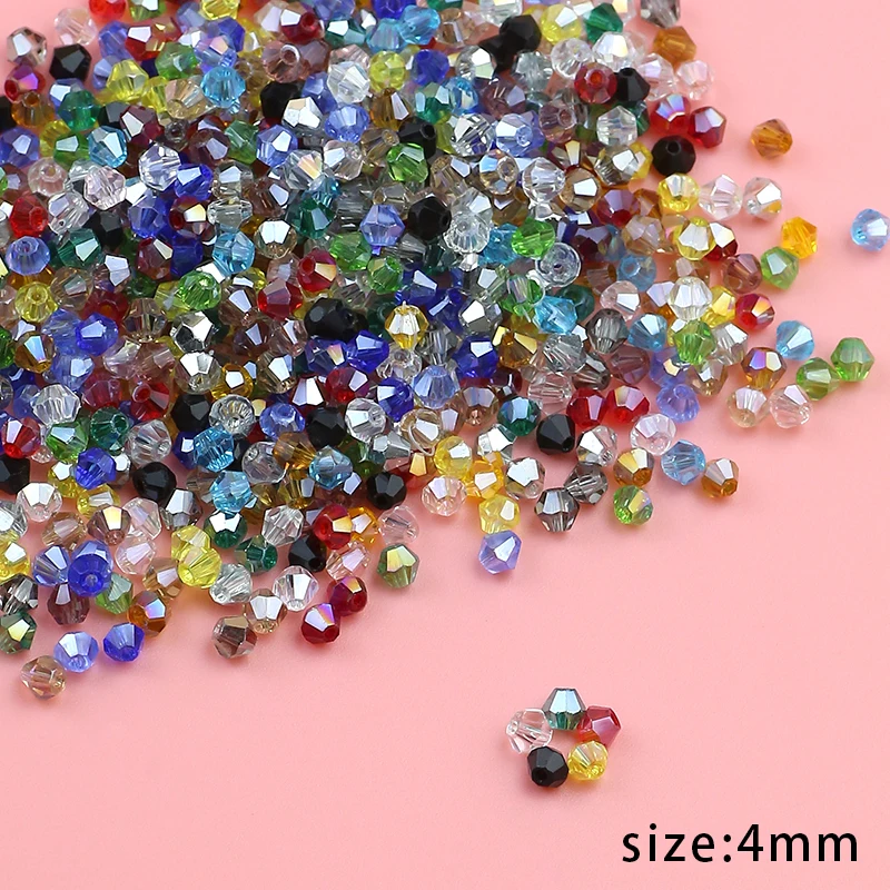 High-grade exquisite Austrian tapered crystal beads 4 mm 100 crystal glass loose beads jewelry DIY bracelet necklace