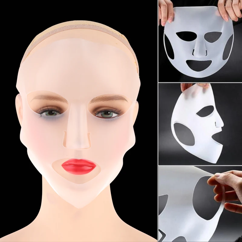 Capa de máscara de silicone, máscara fixa montada na orelha para hidratar e absorver essência, ferramenta de cuidados faciais reutilizável