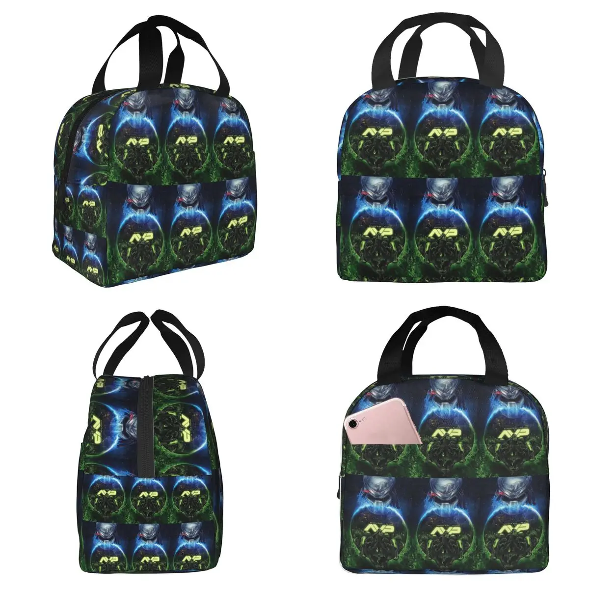 Alien Vs Predator Horror Science Fiction Comics Insulated Lunch Bag for Kids School Cooler Thermal Food Box Tote Lunch Boxes