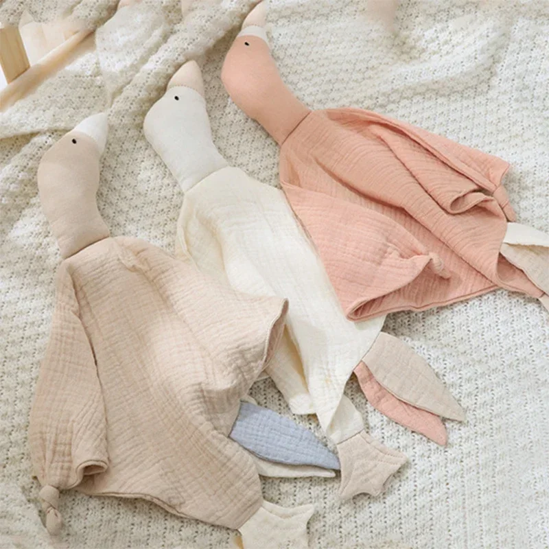 الطفل مهديء استرضاء منشفة مريلة لينة الحيوان أوزة دمية عضاضة الرضع الراحة النوم التمريض الحضن بطانية اللعب #1