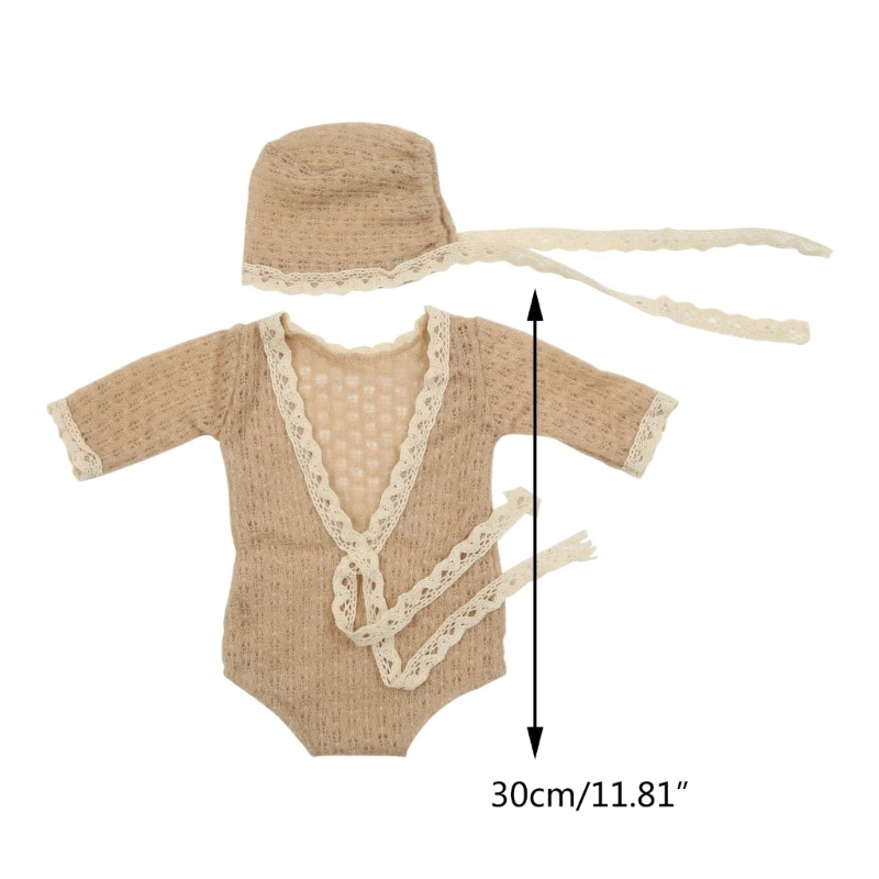 Baby Photography Props Costume Set Hat Bodysuit Photo Props 2pcs Newborn’s Photostudio Props Pilling Resistance Unisex