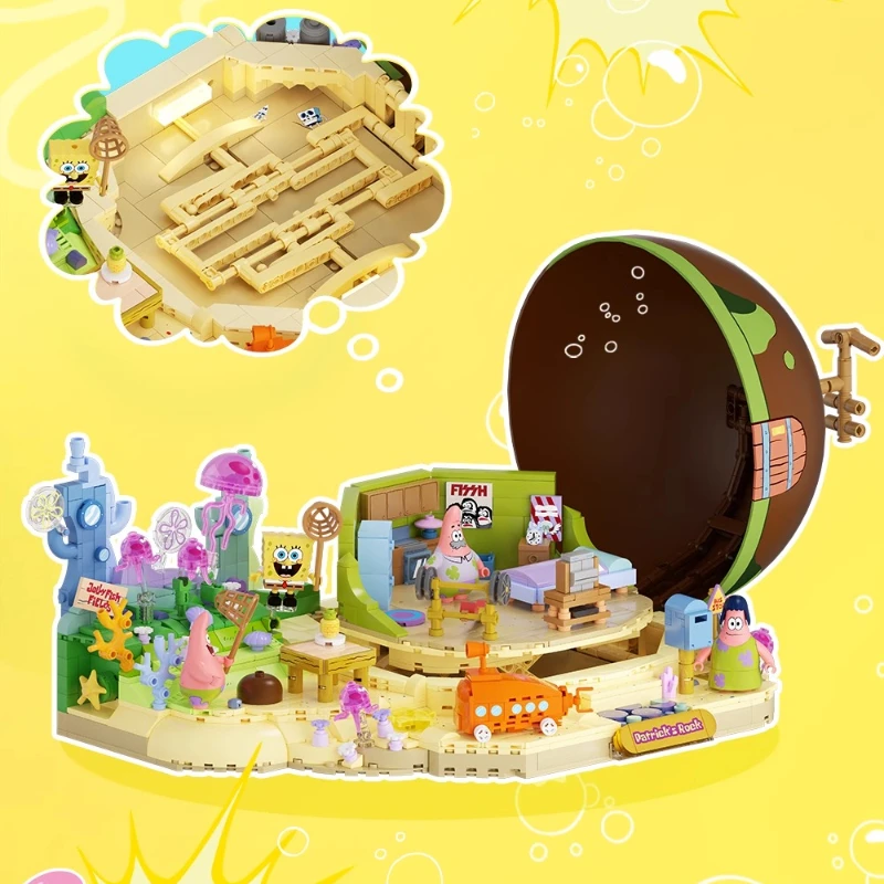 AREAX سبونجبوب سكوير بانتس حجر الجسيمات الصغيرة بنة التجمع لتقوم بها بنفسك لغز لعبة نموذج هدايا أعياد ميلاد للأطفال اللعب الزخرفية