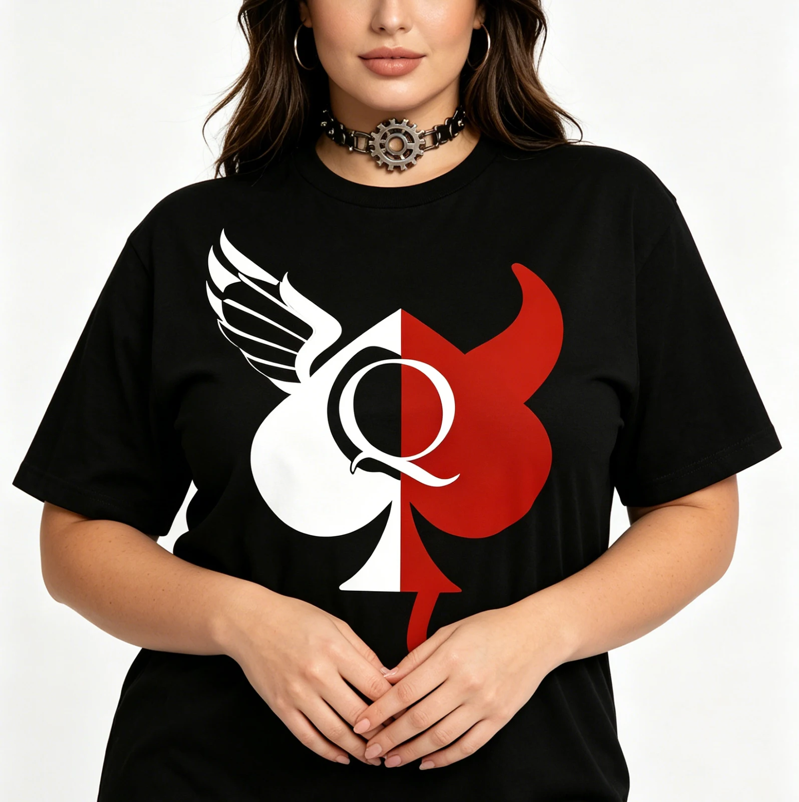 Adult Fun Flirt Tee BBC Black Queen Of Spades QOS Print Sexy Hotwife Crop Top Casual Oversize Ins Viral Streetwear Shirts