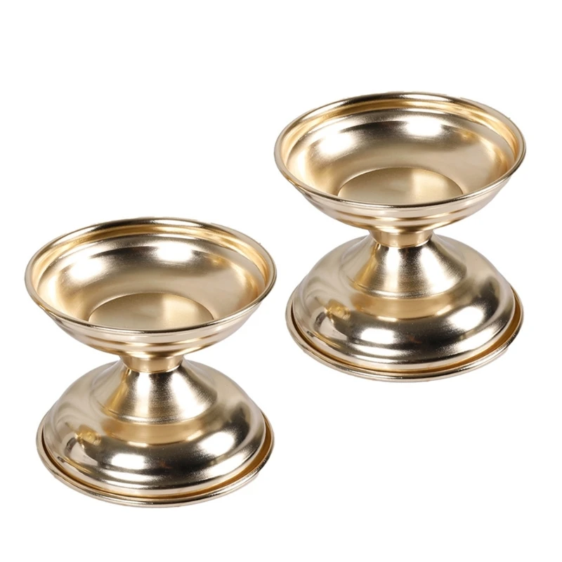 Elegant European Round Iron Holders Cup Set of 2Pcs Romance Candlestick Base Tray Home Centerpieces Decors