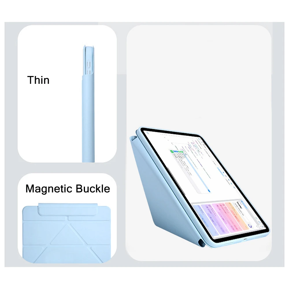 

For iPad Case Air Pro 2025 A16 2026 3 4 5 6 7 8 9 10th 11th Gen Cases 3+Y Stand 10.9 10.2 11 12.9 13 inch Soft Silicone Cover