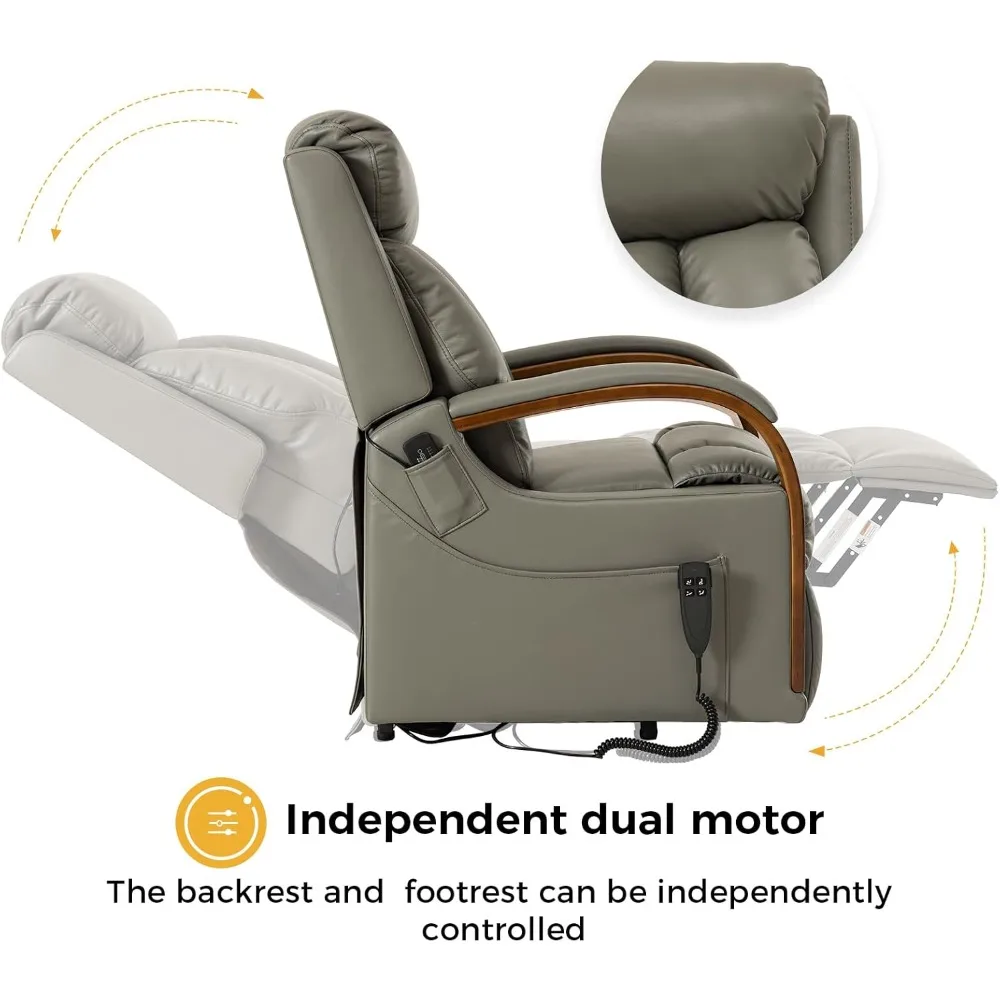 Dual Motor Electric Recliner Chair for Elderly Lay Flat Chair with Heat & Massage, Infinite Adjust for Back and Footrest