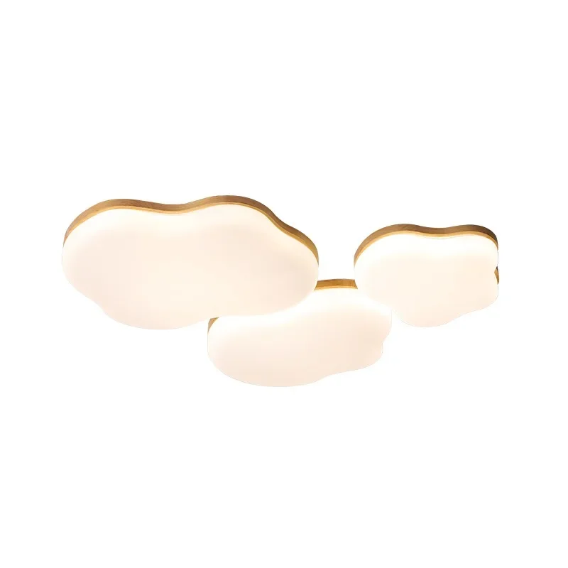 

Full spectrum eye protection log wind living room lamps, creative clouds solid wood bedroom ceiling lamps