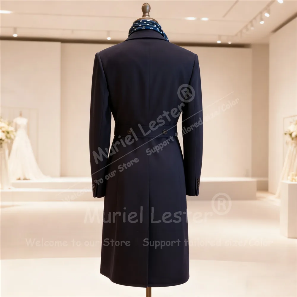 เสื้อสูทผู้ชายสไตล์วินเทจ ผ้าทวีดผสมขนสัตว์ กระดุมสองแถว แบบยาว สั่งตัดได้ ชุดเจ้าบ่าว เสื้อคลุมกันลมสำหรับผู้ชาย