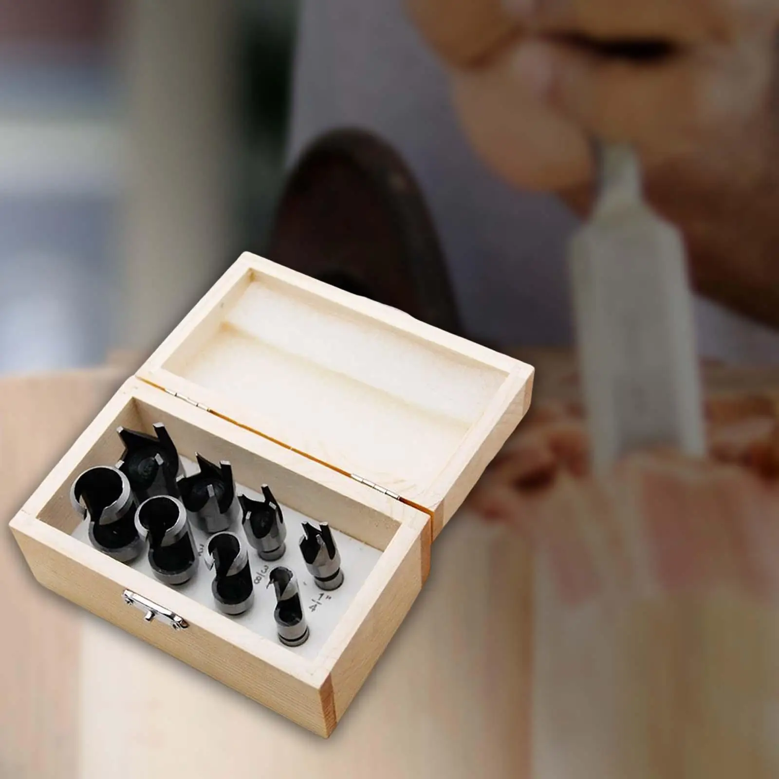 8 Pieces High Carbon Plug Hole Cutter Set Counterbored Holes Set Woodworking Cutting Tool 5/8" 1/2" 3/8" 1/4"