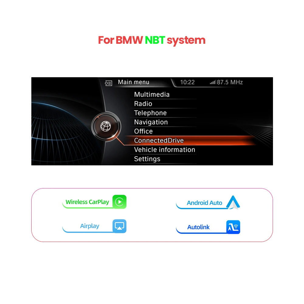 Bonroad Carplay Android Auto Voor Bmw Nbt Evo 1 2 3 4 6 7 Series X 1X3X4X5X6 Mini F56 F15 F16 F25 F26 F48 F10 F22 F20 F30