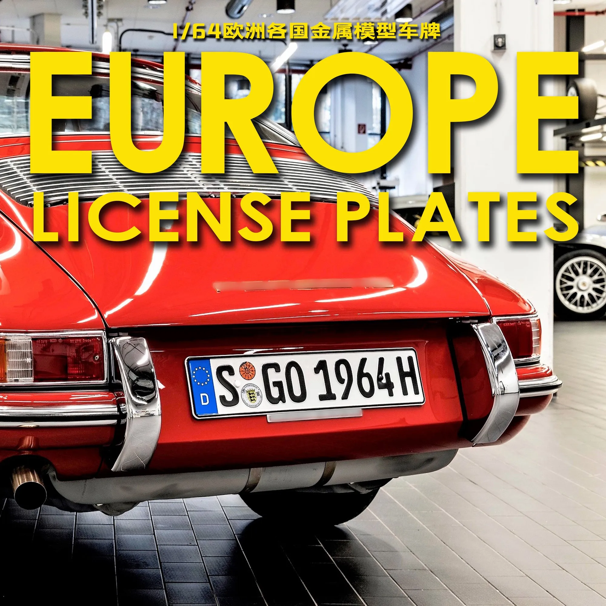 Alexen 1/64 Model Car Metal License Plates Western Style Toy Cars Detail-up Parts Diorama Decoration Simulation Scene Toy