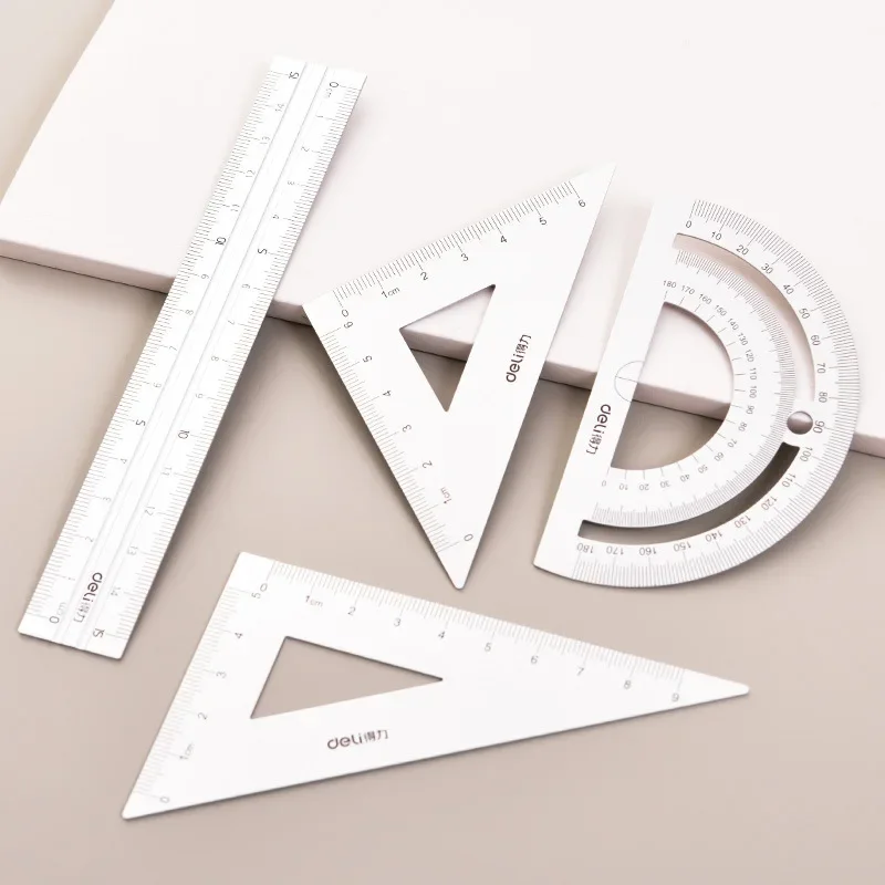 Drawing Measurement Geometry A Variety of Rulers 4pcs/set Aluminum Alloy Triangle Straightedge Protractor School Ruler Set