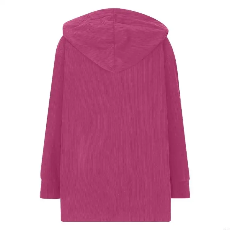 Women's Oversized Corduroy Hooded Coat, Lightweight Casual Fall Button Loose Comfy Fashion Outfits with Pockets