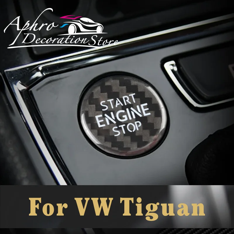 

For VW Volkswagen Tiguan Car Engine Start Stop Button Cover Carbon Fiber Sticker 2012 2013 2014 2015 2016